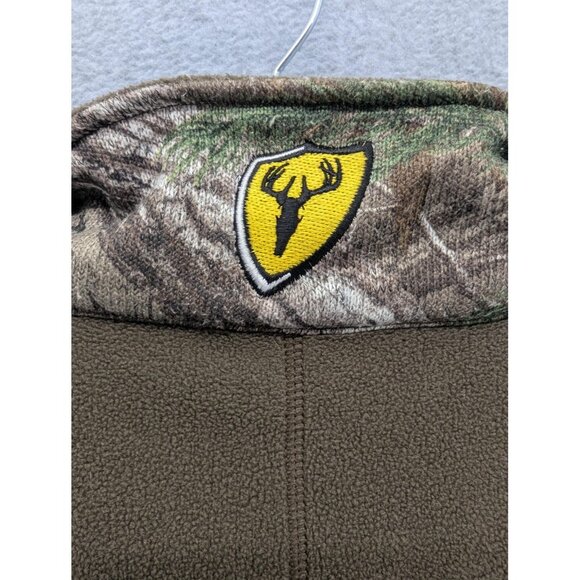 Scent Blocker Fleece Pullover Mens Medium Camo Quarter Zip Hunting S3 Green - Picture 10 of 12